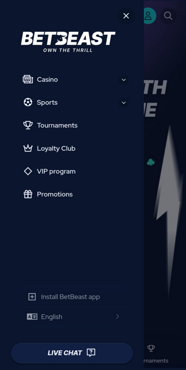 BetBeast Casino Mobile Preview 1