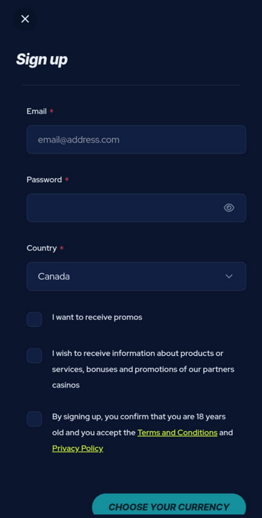 Mobile Casinos Registration Process Image 1