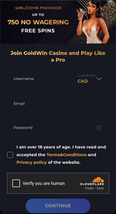 Goldwin Casino Registration Process Image 2