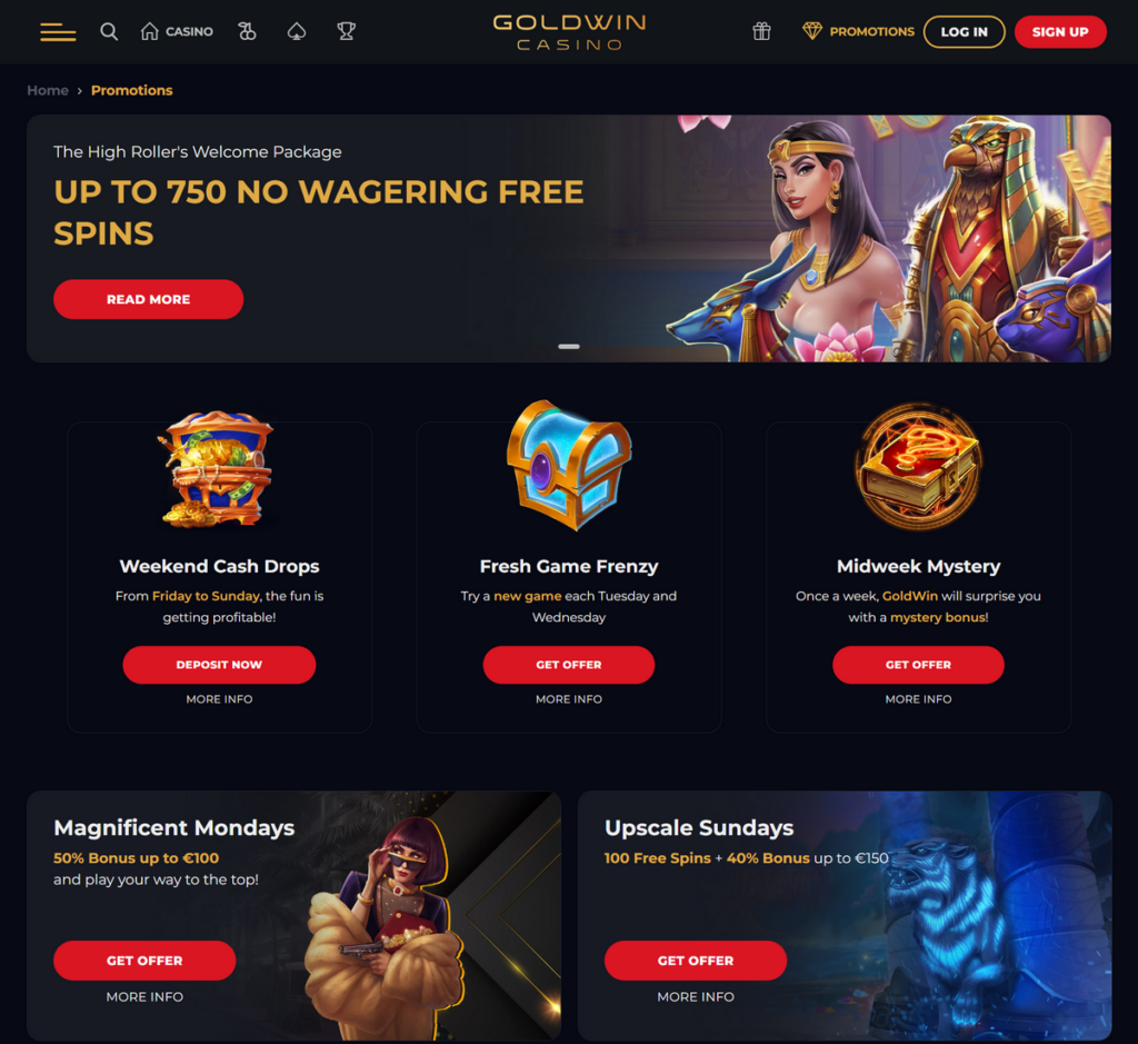 Goldwin Casino Desktop Preview 2