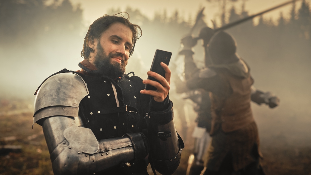 Medieval soldier on mobile