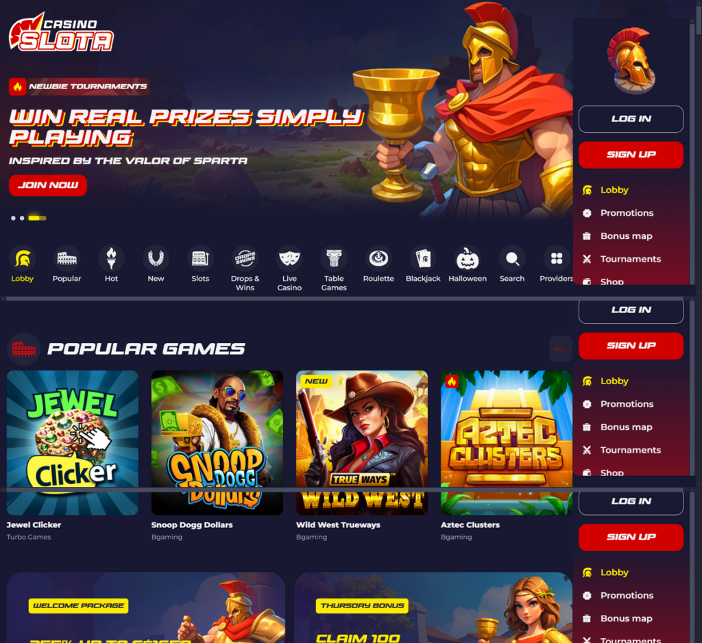 Slota Casino Desktop Preview 1