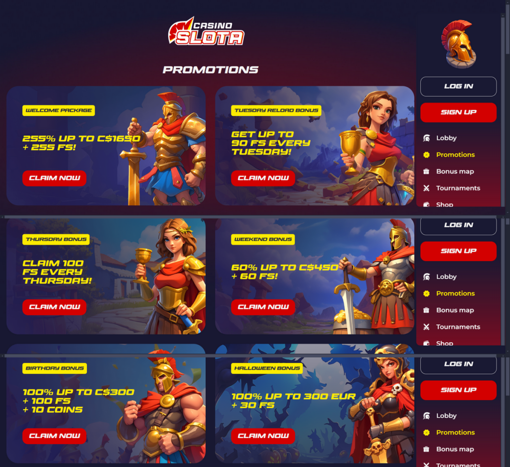 Slota Casino Desktop Preview 2