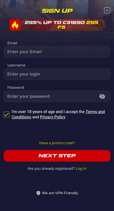 Slota Casino Registration Process Image 1