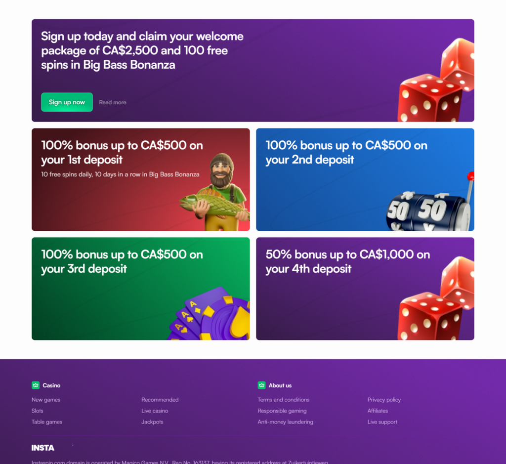 Instaspin Casino Desktop Preview 2