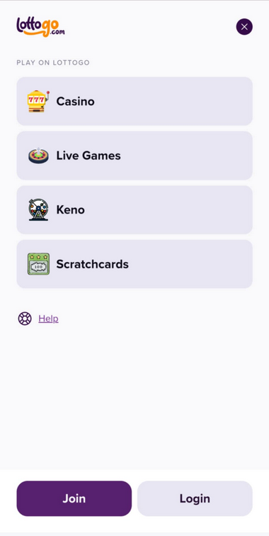 Lottogo Casino Mobile Preview 1