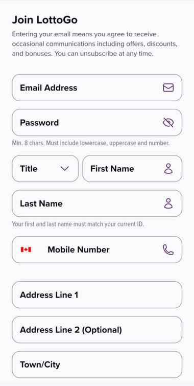 Lottogo Casino Registration Process Image 1