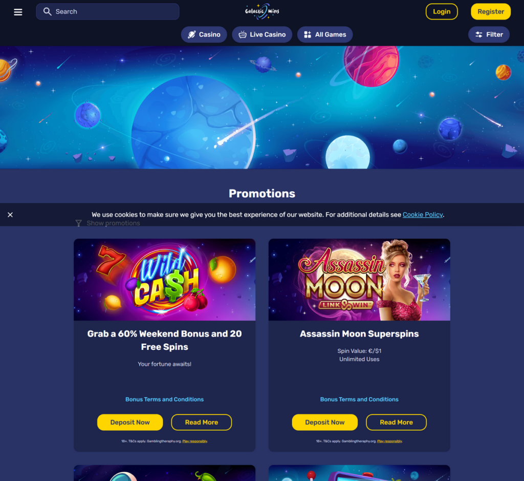 Galactic Wins Casino Desktop Preview 2