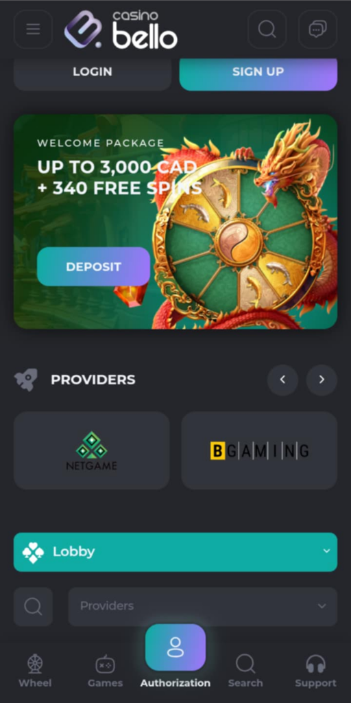 Casino Bello Mobile Preview 2