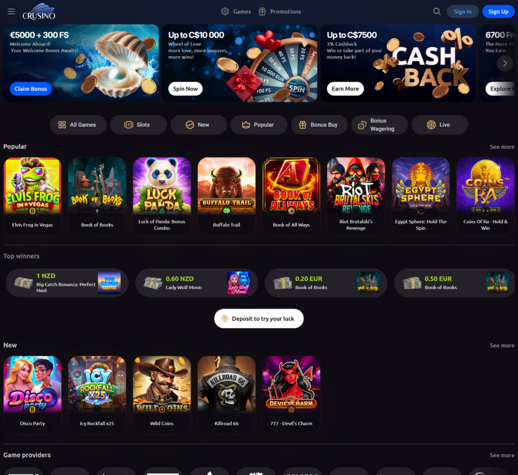 Crusino Casino Desktop Preview 1