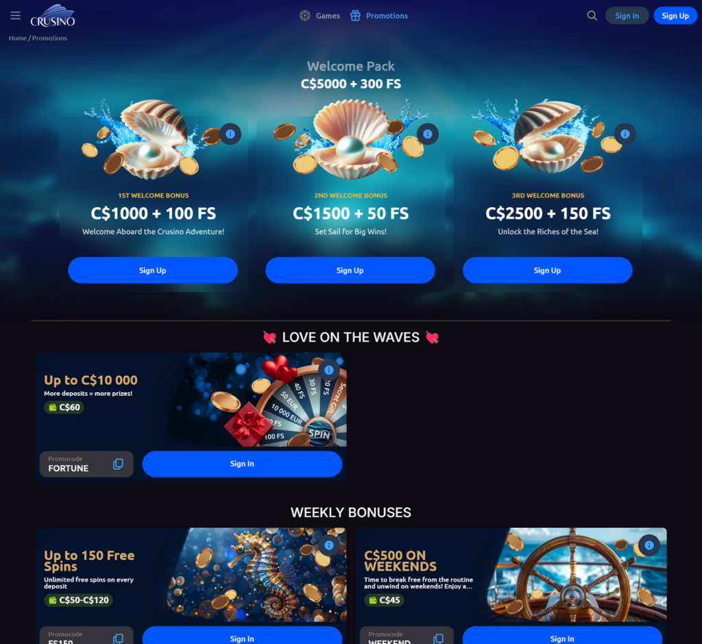 Crusino Casino Desktop Preview 2