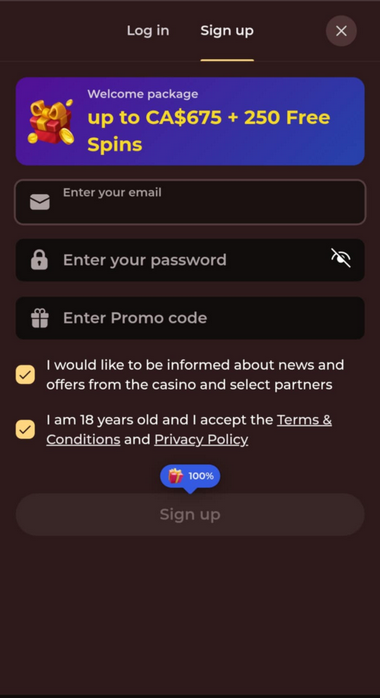 Vincispin Casino Registration Process Image 1