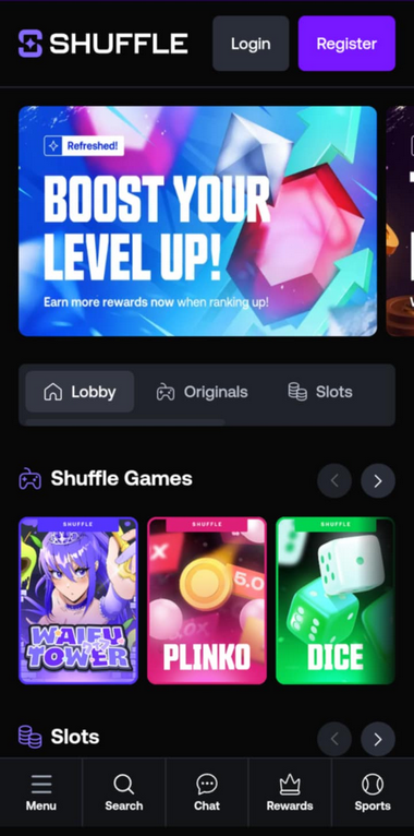 Shuffle Casino Mobile Preview 2