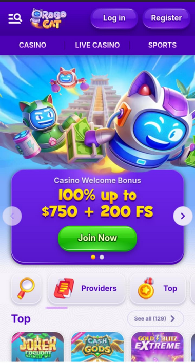 RoboCat Casino Mobile Preview 1