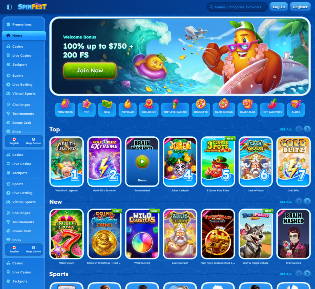 Spinfest Casino Desktop Preview 2