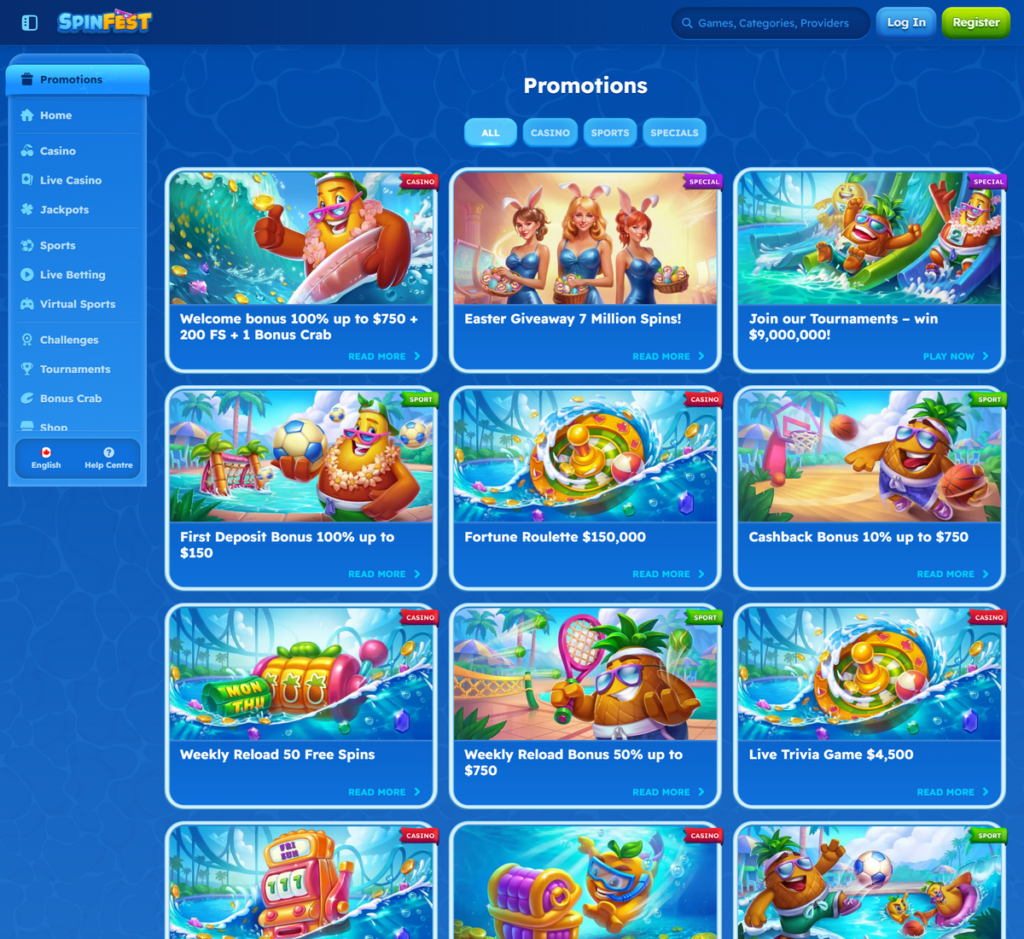 Spinfest Casino Desktop Preview 1