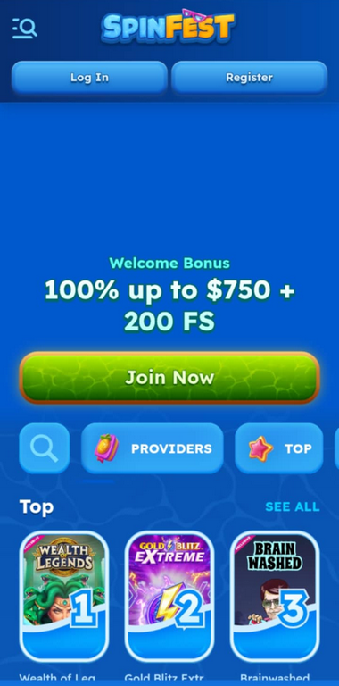 Spinfest Casino Mobile Preview 1