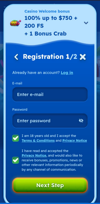Spinfest Casino Registration Process Image 1