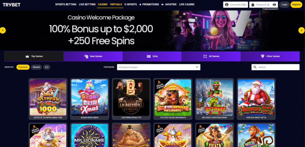 Trybet Casino Desktop Preview 1