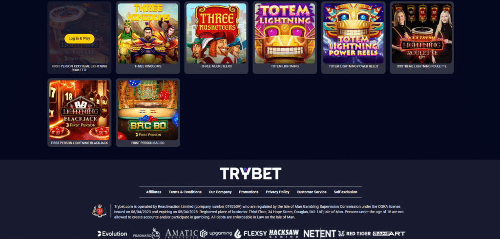 Trybet Casino Desktop Preview 2