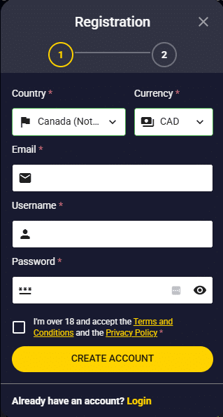 Trybet Casino Registration Process Image 1
