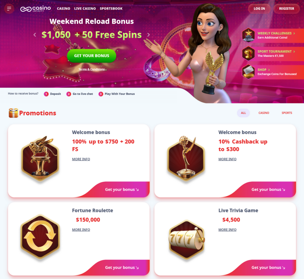 Casino Infinity Desktop Preview 2