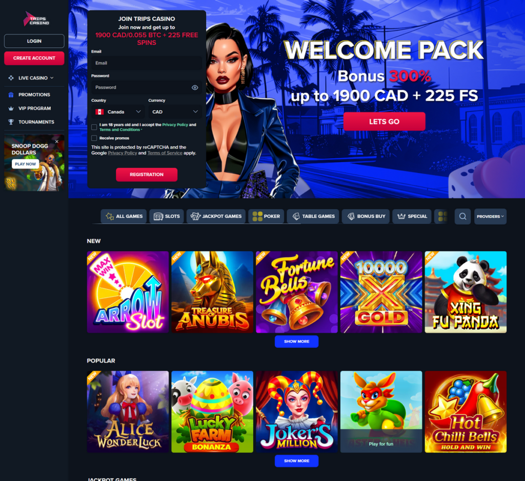 Trips Casino Desktop Preview 1