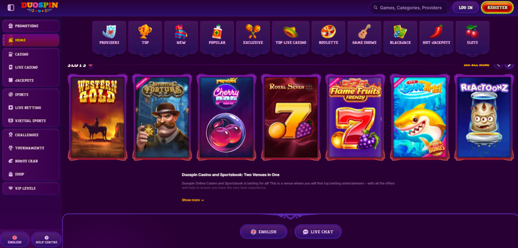 Duospin Casino Desktop Preview 2