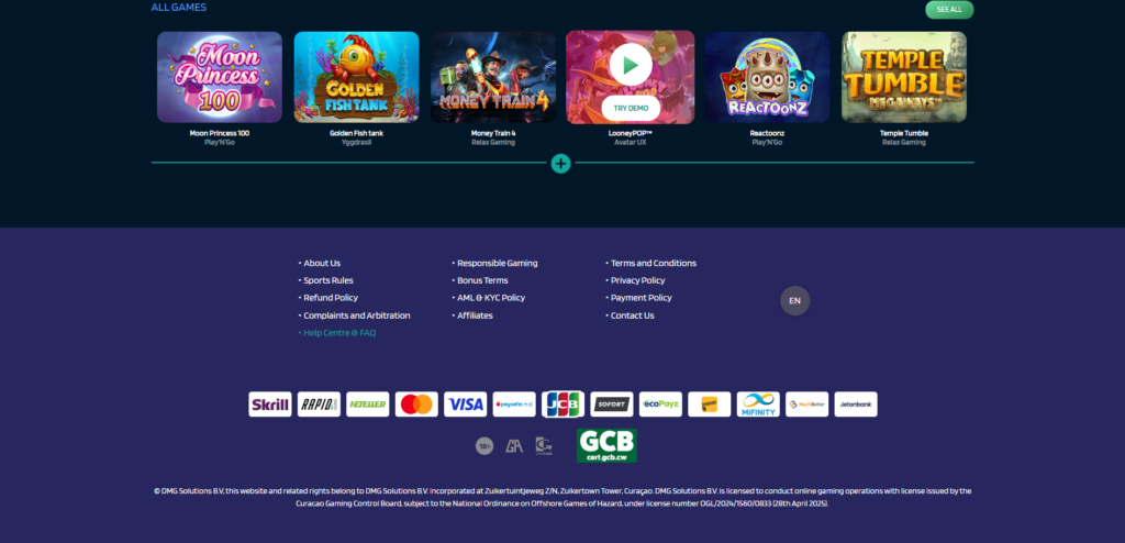 Dynabet Casino Desktop Preview 2