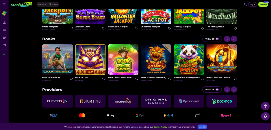 Spinmama Casino Desktop Preview 2