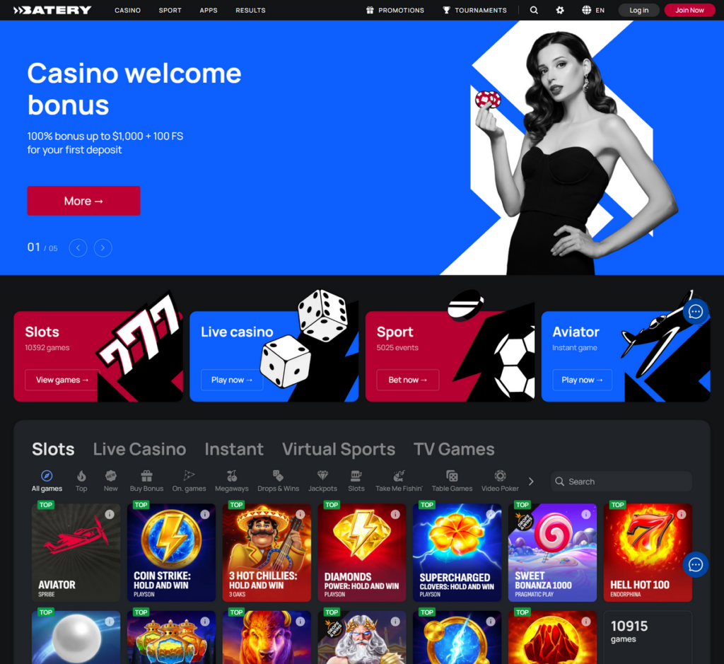 Batery.win Casino Desktop Preview 1