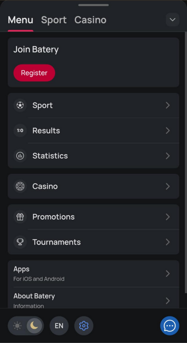Batery.win Casino Mobile Preview 1