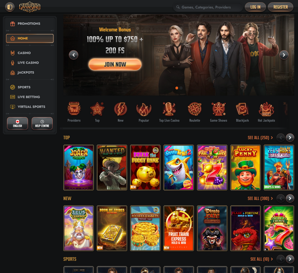 Gransino Casino Desktop Preview 1