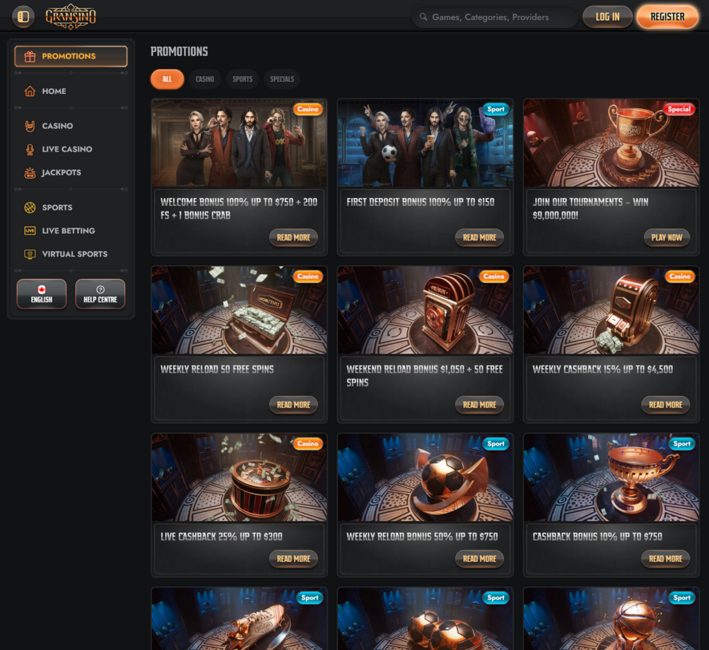 Gransino Casino Desktop Preview 2
