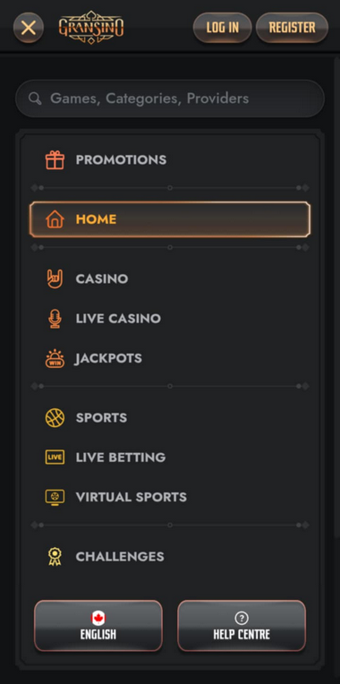 Gransino Casino Mobile Preview 1