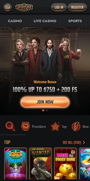 Gransino Casino Mobile Preview 2