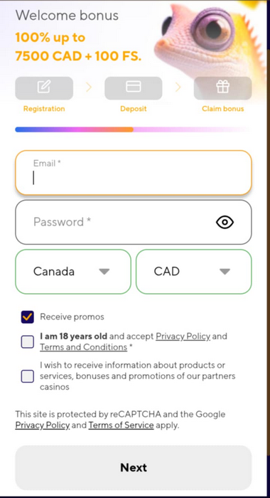 Dazard Casino Registration Process Image 1