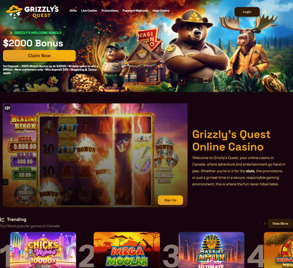 Grizzly’s Quest Casino Desktop Preview 1