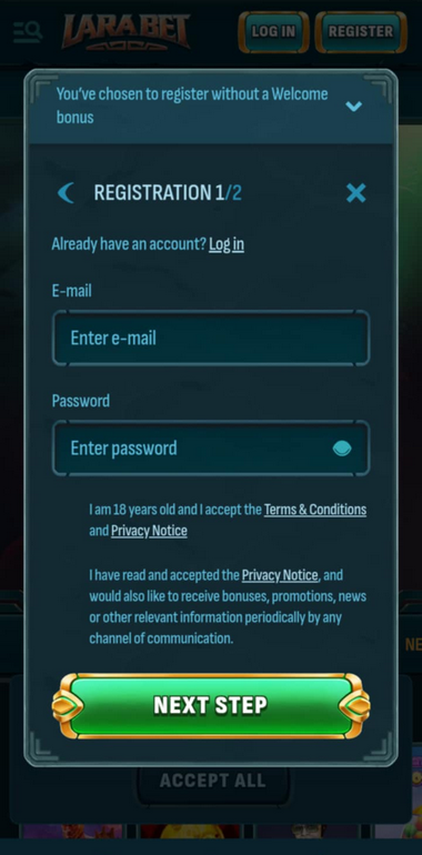 Larabet Casino Registration Process Image 2