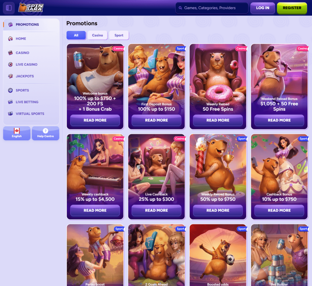 Spinbara Casino Desktop Preview 2