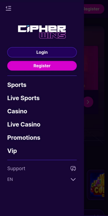 Cipherwins Casino Mobile Preview 1