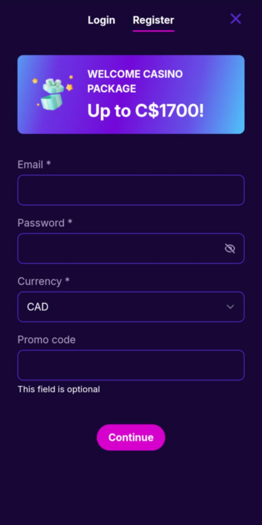 Cipherwins Casino Registration Process Image 1