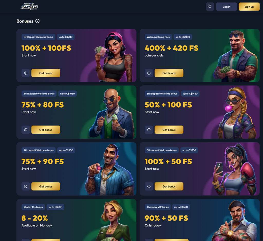 Gangsta Casino Desktop Preview 2
