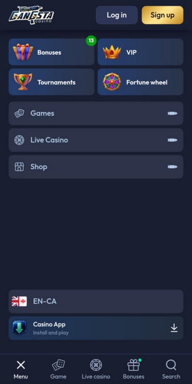 Gangsta Casino Mobile Preview 1