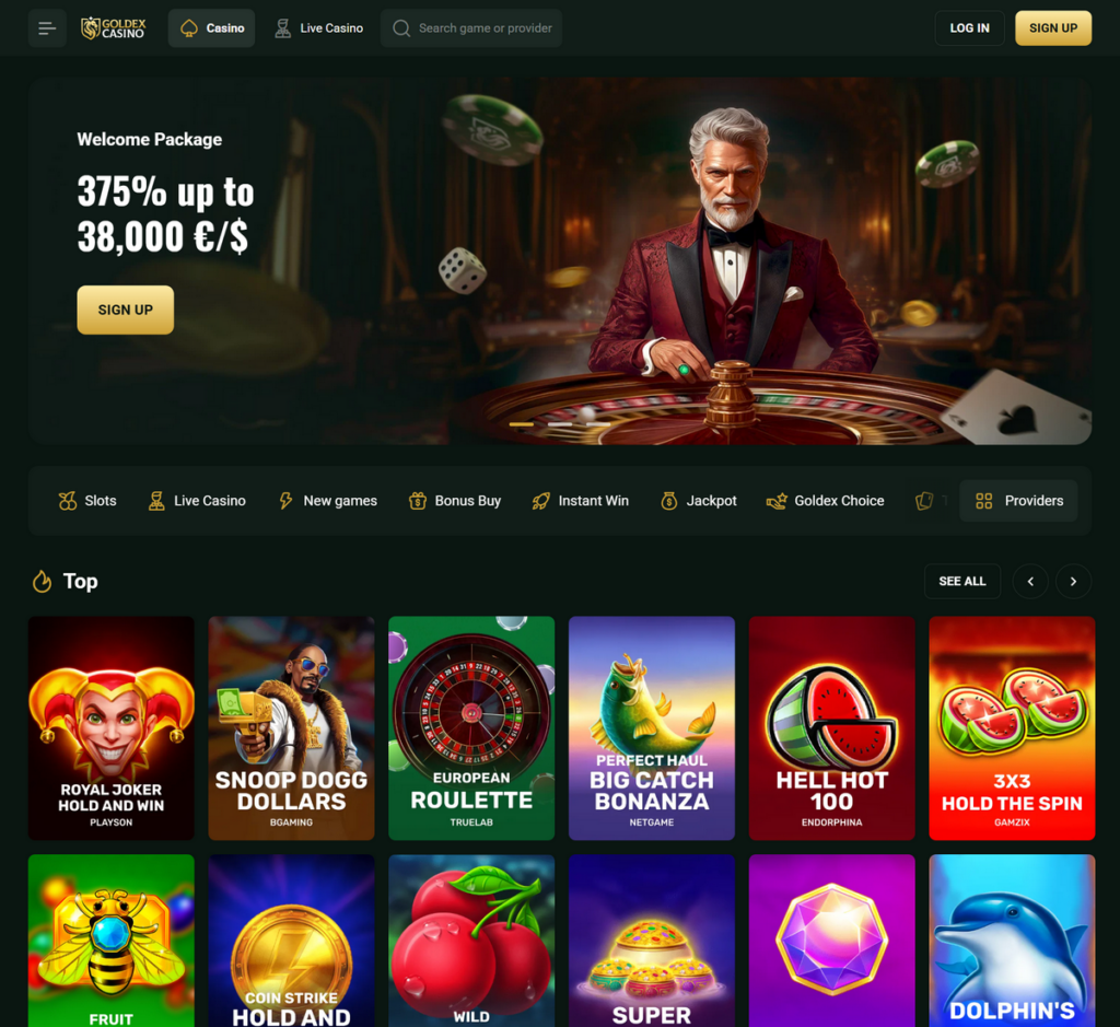 Goldex Casino Desktop Preview 1