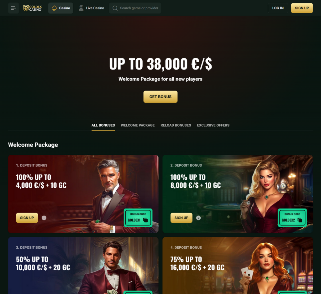 Goldex Casino Desktop Preview 2