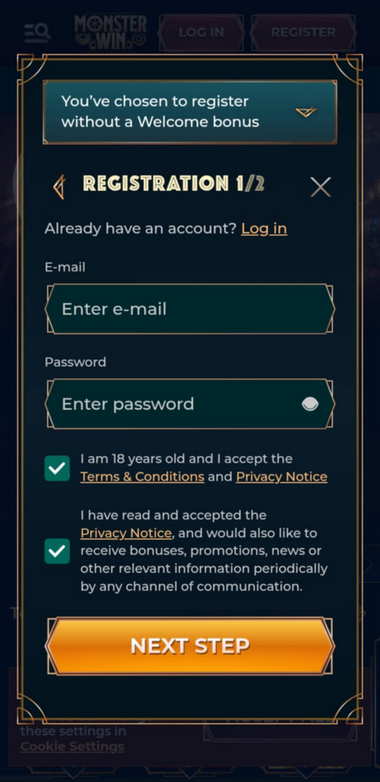 AMATIC Casinos Registration Process Image 2 AMATIC Casinos Registration Process Image 2