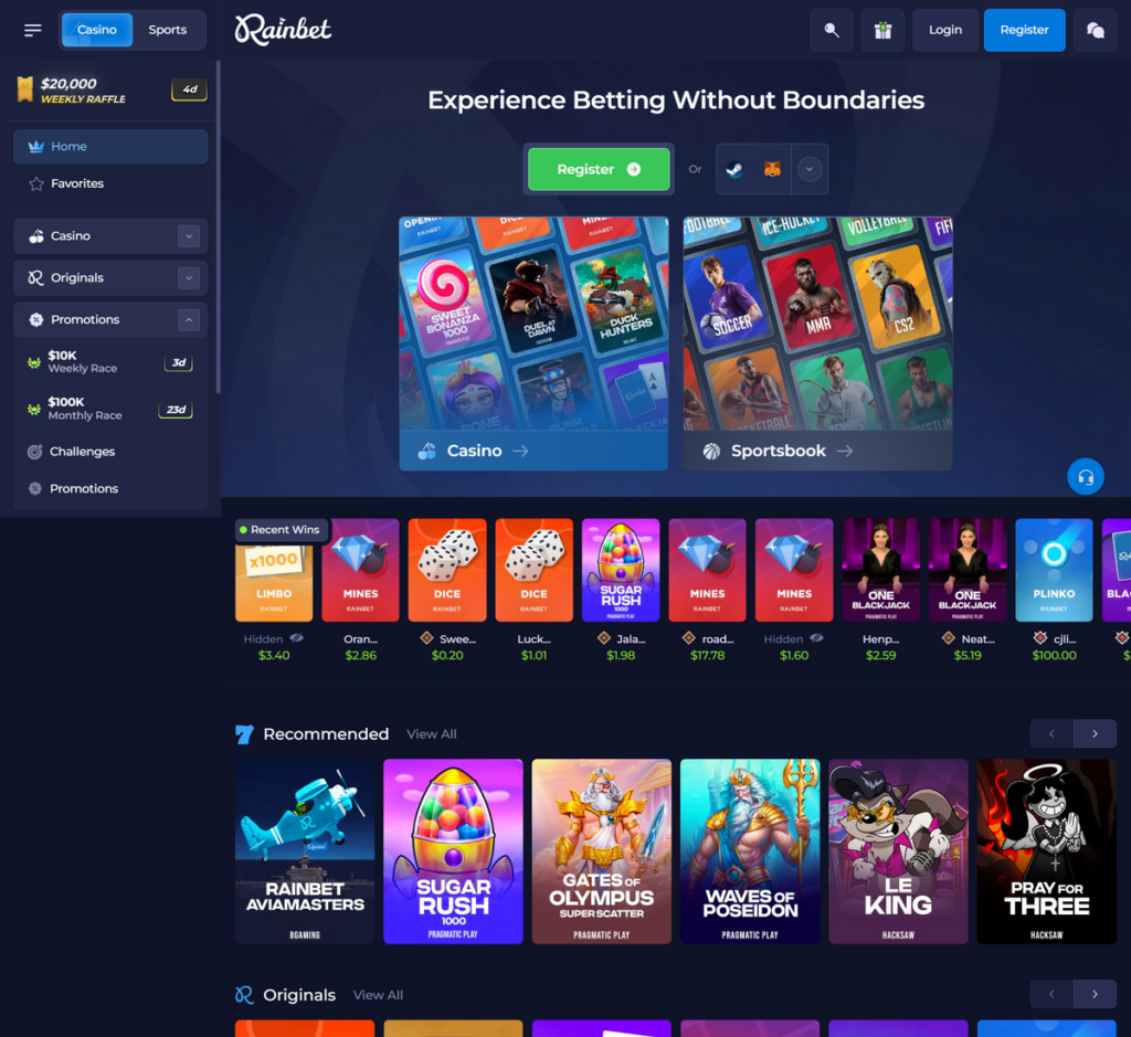 Rainbet Casino Desktop Preview 1