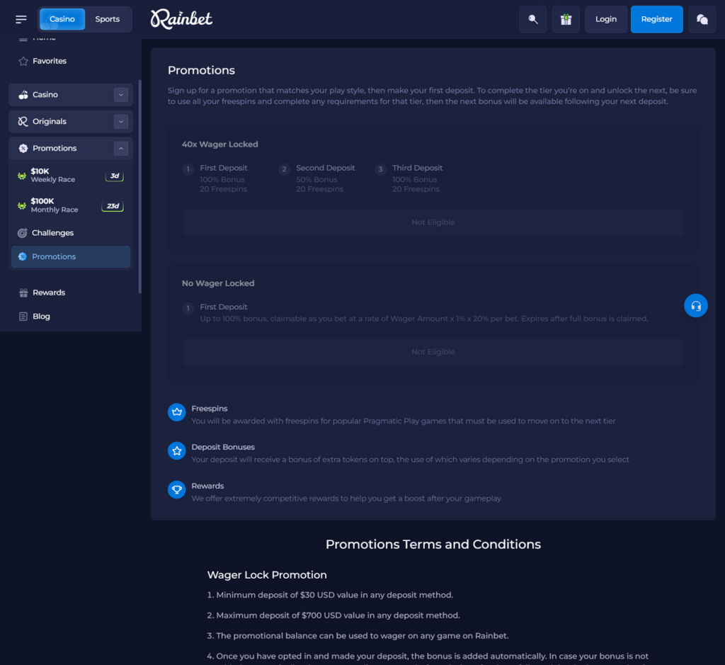Rainbet Casino Desktop Preview 2