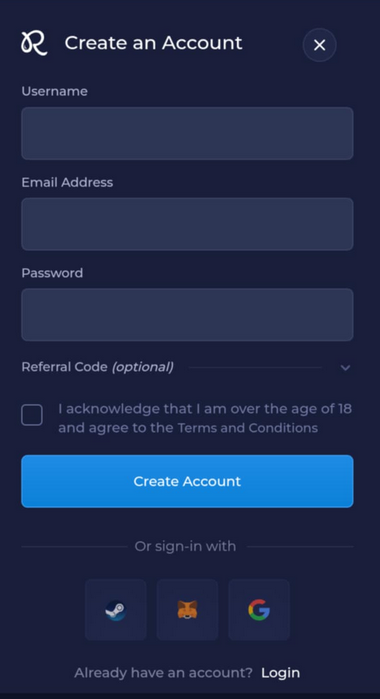 Rainbet Casino Registration Process Image 1